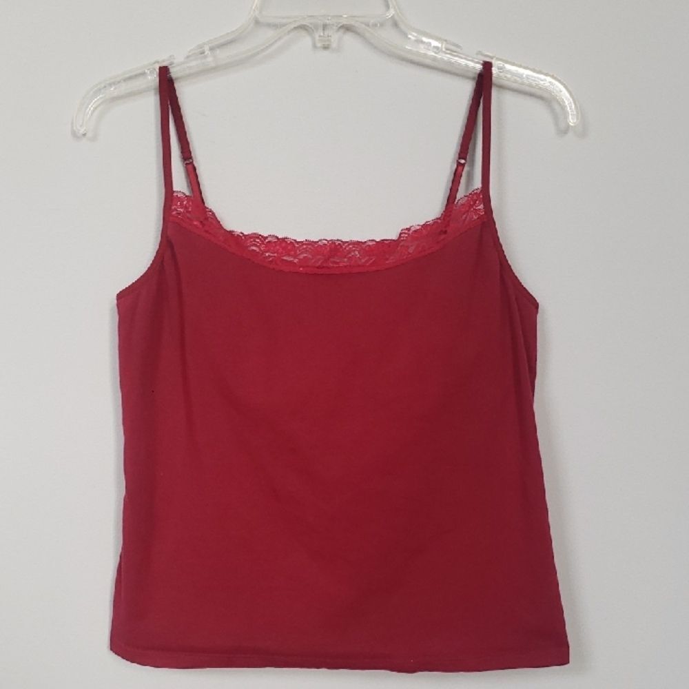 Y2K Caribbean Joe Top Womens XL Lace Trim Camisole Shell Base Layer Office Siren